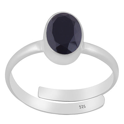 Gorgeous Plain Black Onyx Oval Shape 925 Sterling Solid Silver Ring - R1002523-12