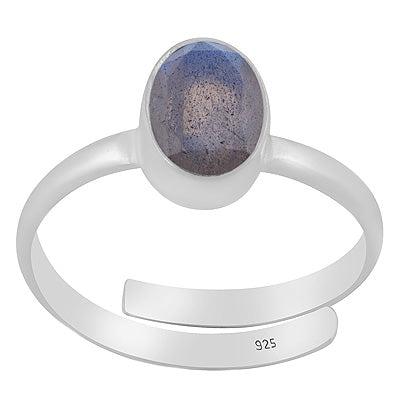 Gorgeous Plain Labradorite Oval Shape 925 Sterling Solid Silver Ring - R1002523-6