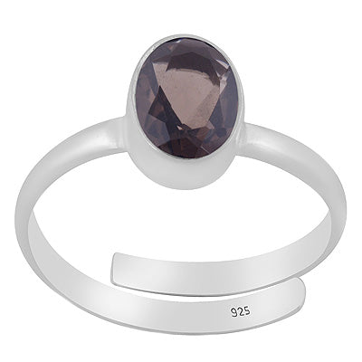 Gorgeous Plain Smoky Topaz Oval Shape 925 Sterling Solid Silver Ring - R1002523-7