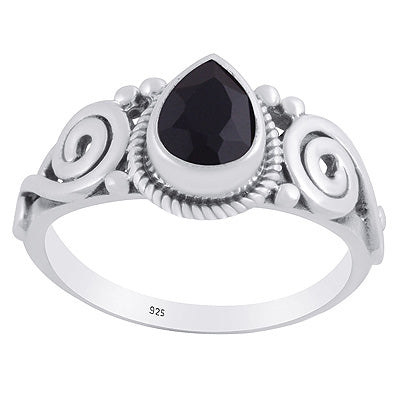 Stunning Rawa And Quail Design Black Onyx Round Shape 925 Sterling Solid Silver Rings - R1002525-12