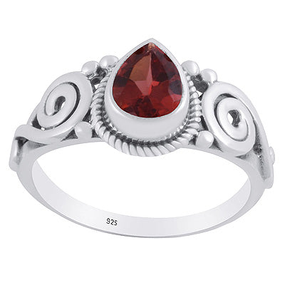 Stunning Rawa And Quail Design Garnet Round Shape 925 Sterling Solid Silver Rings - R1002525-2