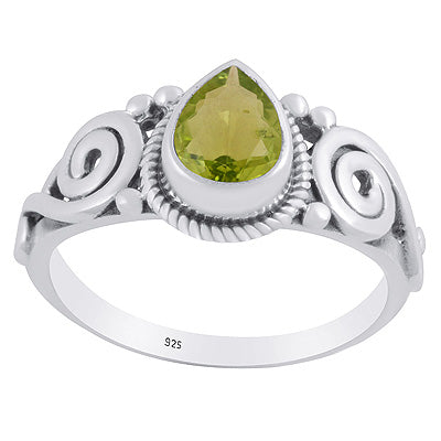 Stunning Rawa And Quail Design Peridot Round Shape 925 Sterling Solid Silver Rings - R1002525-3