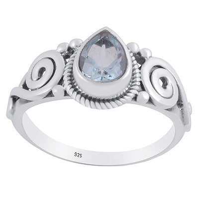 Stunning Rawa And Quail Design Blue Topaz Round Shape 925 Sterling Solid Silver Rings - R1002525-8