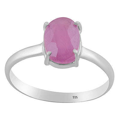 Alluring Prong Seated Gemstone Ruby Oval Shape 925 Sterling Solid Silver Ring - R1002531-2