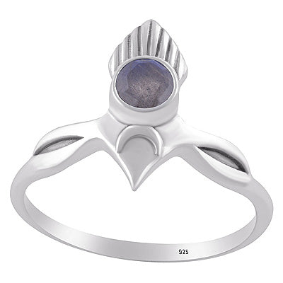 Alluring Pattern Handcrafted Around Labradorite Round Shape 925 Sterling Solid Silver Ring - R1002552-6