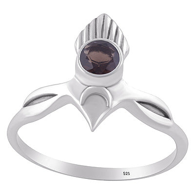 Alluring Pattern Handcrafted Around Smoky Topaz Round Shape 925 Sterling Solid Silver Ring - R1002552-7