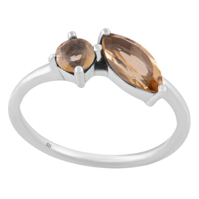 Gorgeous Multiple Gemstones Citrine Marquise,Round Shape 925 Sterling Solid Silver Ring - R1002555-4