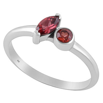 Stunning Multicolour Gemstones Studded Garnet Marquise,Round Shape 925 Sterling Solid Silver Ring - R1002556-2