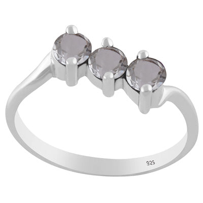 Gorgeous Three Gemstone Green Amethyst Round Shape 925 Sterling Solid Silver Ring - R1002557-15