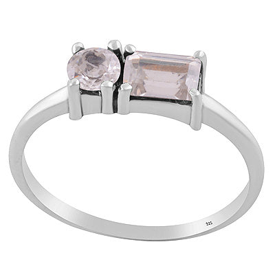 Beautiful Multishaped Gemstone White Cubic Zirconia Rectangle,Round Shape 925 Sterling Solid Silver Ring - R1002558-13