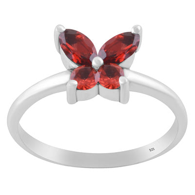 Alluring Butterfly Made of Gemstones Garnet Marquise,Round Shape 925 Sterling Solid Silver Ring - R1002559-2