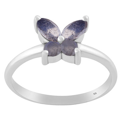 Alluring Butterfly Made of Gemstones Labradorite Marquise,Round Shape 925 Sterling Solid Silver Ring - R1002559-6