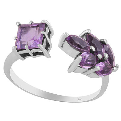 Alluring Design Made Out Of Gemstones Amethyst Square,Marquise Shape 925 Sterling Solid Silver Ring - R1002563-1