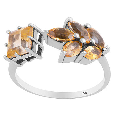 Alluring Design Made Out Of Gemstones Citrine Square,Marquise Shape 925 Sterling Solid Silver Ring - R1002563-4