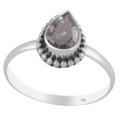 Stunning Rawa Work Around Aquamarine Pear Shape 925 Sterling Solid Silver Ring - R1002566-4