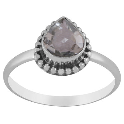 Stunning Rawa Work Around Aquamarine Pear Shape 925 Sterling Solid Silver Ring - R1002566-6
