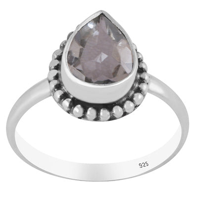 Stunning Rawa Work Around Aquamarine Pear Shape 925 Sterling Solid Silver Ring - R1002566-7