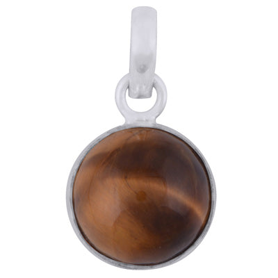 Gorgeous Plain Tiger's Eye Round Shape 925 Sterling Solid Silver Pendant - R100266-126