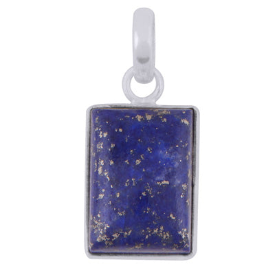 Gorgeous Plain Lapis Rectangle Shape 925 Sterling Solid Silver Pendant - R100266-130