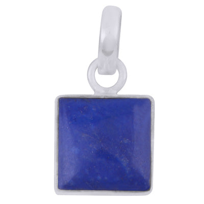 Gorgeous Plain Lapis Square Shape 925 Sterling Solid Silver Pendant - R100266-132