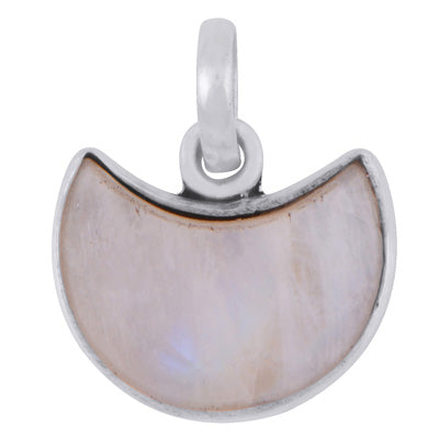 Gorgeous Plain Rainbow Moonstone Moon Shape 925 Sterling Solid Silver Pendant - R100266-133