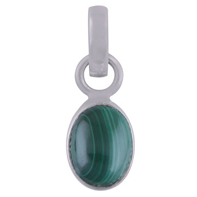 Gorgeous Plain Malachite Oval Shape 925 Sterling Solid Silver Pendants - main product photo (R100266-148)