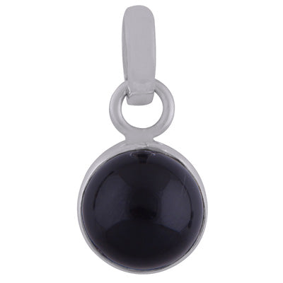 Gorgeous Plain Black Onyx Round Shape 925 Sterling Solid Silver Pendants - R100266-150