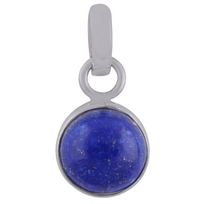 Gorgeous Plain Lapis Round Shape 925 Sterling Solid Silver Pendants - R100266-152