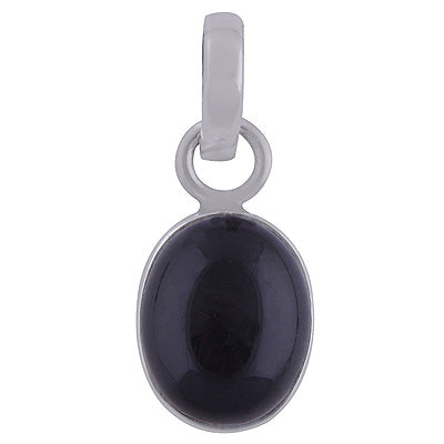 Gorgeous Plain Black Onyx Oval Shape 925 Sterling Solid Silver Pendant - R100266-22