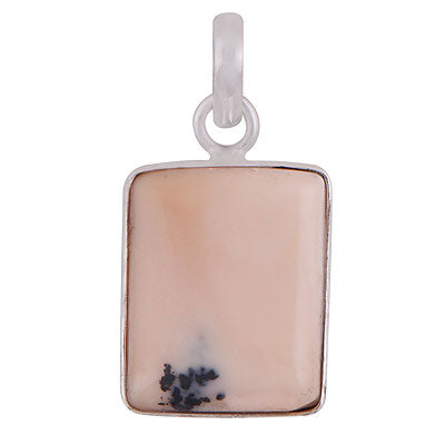 Beautiful Gemstone Pink Opal Rectangle Shape 925 Sterling Solid Silver Pendant - R100316-22