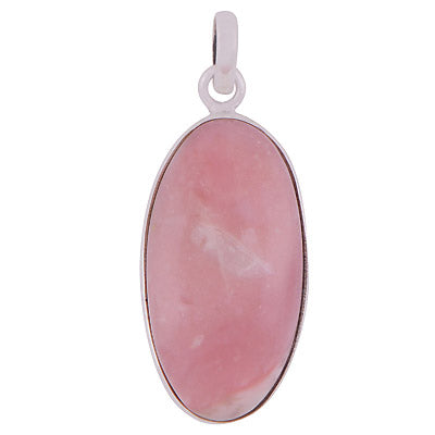 Beautiful Gemstone Pink Opal Oval Shape 925 Sterling Solid Silver Pendant - R100316-31