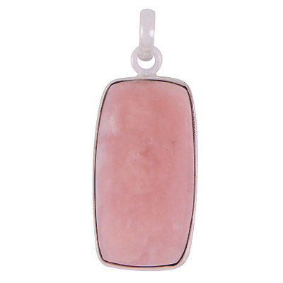 Beautiful Gemstone Pink Opal Rectangle Shape 925 Sterling Solid Silver Pendant - R100316-34
