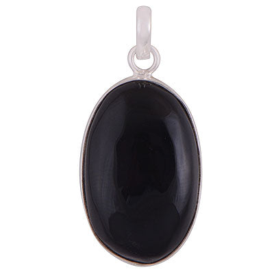 Stunning Gemstone Black Onyx Oval Shape 925 Sterling Solid Silver Pendant - R100317-13