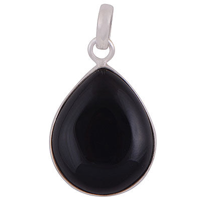 Stunning Gemstone Black Onyx Pear Shape 925 Sterling Solid Silver Pendant - R100317-18