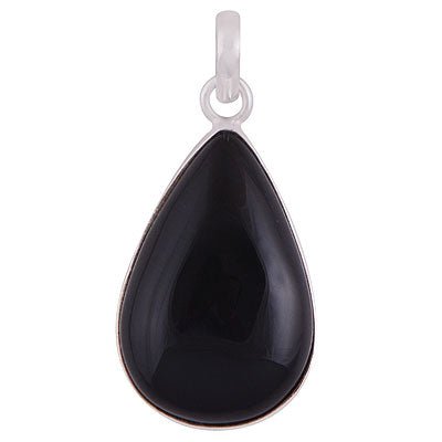 Stunning Gemstone Black Onyx Pear Shape 925 Sterling Solid Silver Pendant - R100317-19