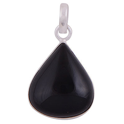 Stunning Gemstone Black Onyx Pear Shape 925 Sterling Solid Silver Pendant - R100317-21