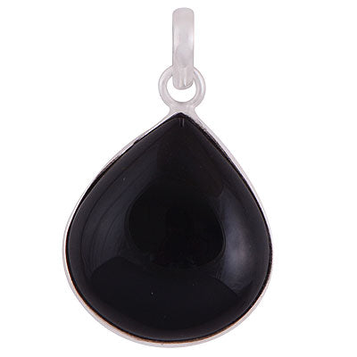 Stunning Gemstone Black Onyx Pear Shape 925 Sterling Solid Silver Pendant - R100317-23