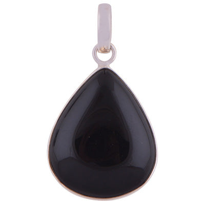 Stunning Gemstone Black Onyx Pear Shape 925 Sterling Solid Silver Pendant - R100317-27