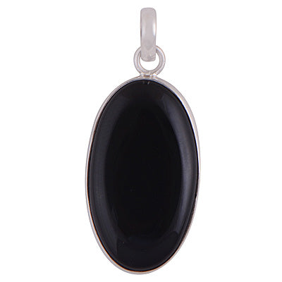 Stunning Gemstone Black Onyx Pear Shape 925 Sterling Solid Silver Pendant - R100317-28
