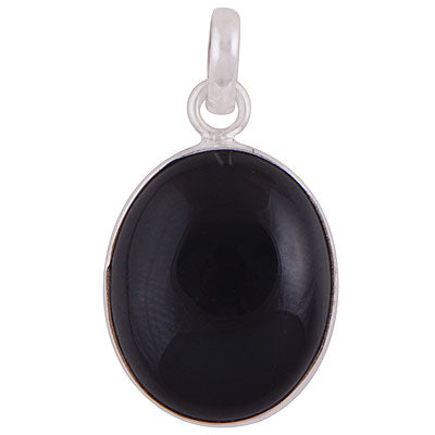 Stunning Gemstone Black Onyx Oval Shape 925 Sterling Solid Silver Pendant - R100317-8