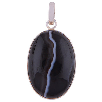 Striped Onyx 925 Sterling Silver Pendant - R100319-1