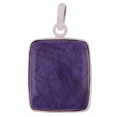 Beautiful Gemstone Charoite Rectangle Shape 925 Sterling Solid Silver Pendant - R100320-22