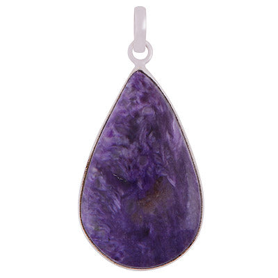 Beautiful Gemstone Charoite Pear Shape 925 Sterling Solid Silver Pendant - R100320-34