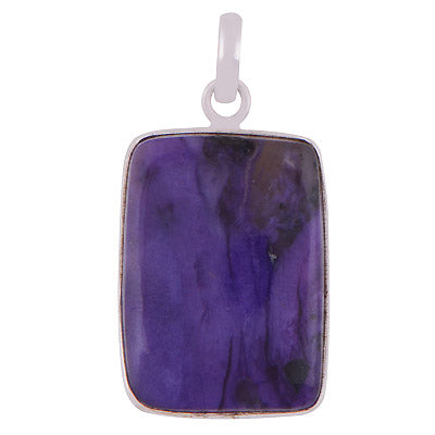 Beautiful Gemstone Charoite Rectangle Shape 925 Sterling Solid Silver Pendant - R100320-36