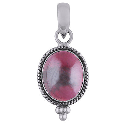 Alluring Twisted Rawa & Wire Work Around Garnet Oval Shape 925 Sterling Solid Silver Pendant - R100337-22