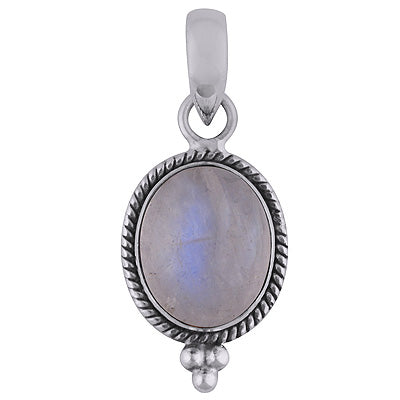 Alluring Twisted Rawa & Wire Work Around Rainbow Moonstone Oval Shape 925 Sterling Solid Silver Pendant - R100337-24