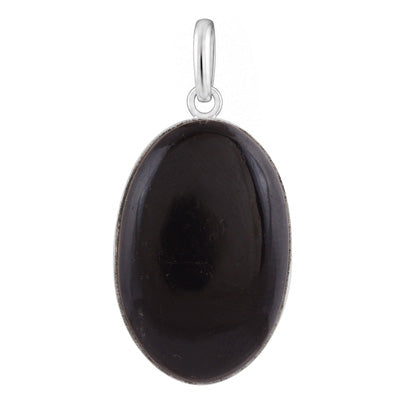 Beautiful Gemstone Black Tourmaline Oval Shape 925 Sterling Solid Silver Pendant - R100444-31