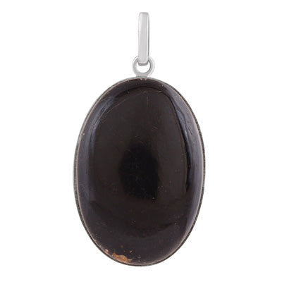 Beautiful Gemstone Black Tourmaline Oval Shape 925 Sterling Solid Silver Pendant - R100444-32