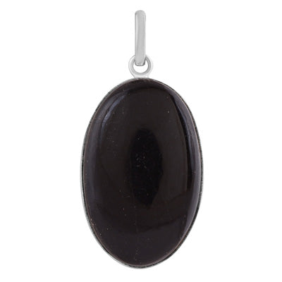 Beautiful Gemstone Black Tourmaline Oval Shape 925 Sterling Solid Silver Pendant - R100444-33