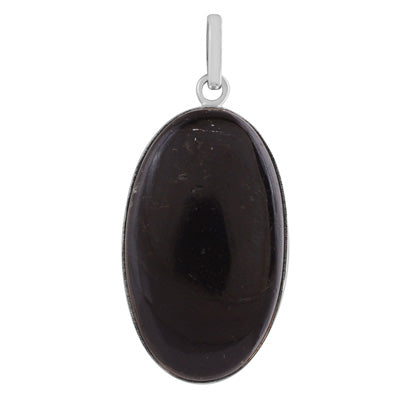 Beautiful Gemstone Black Tourmaline Oval Shape 925 Sterling Solid Silver Pendant - R100444-37